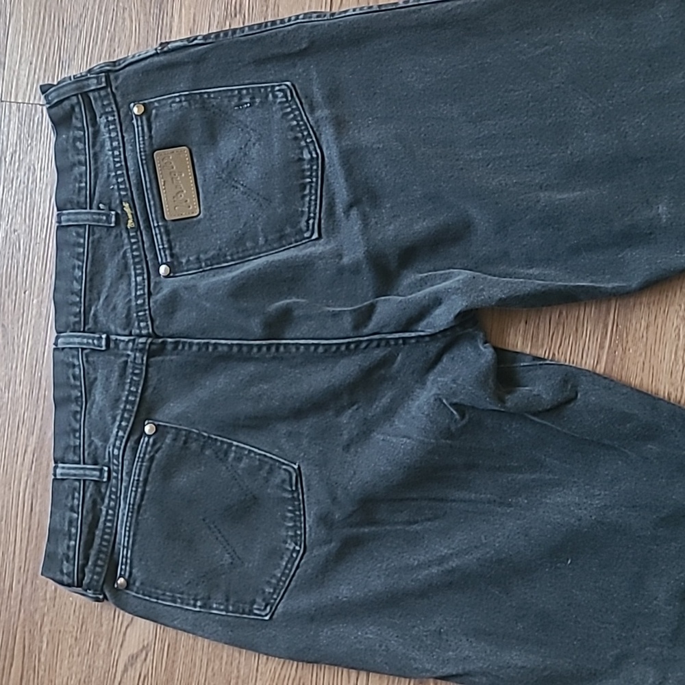 Vintage 90s Wrangler Black Denim Jeans Bootcut Mens Size 36x34 USA MADE - Picture 10 of 16